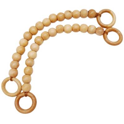 Angel Çanta Aksesuar 20 mm Ahşap Boncuklu 37 cm Açık Ahşap Renk Çanta Sapı - 2