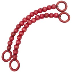 Angel Çanta Aksesuar 20 mm Ahşap Boncuklu 37 cm Kırmızı Renk Çanta Sapı - 2