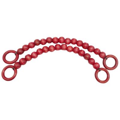 Angel Çanta Aksesuar 20 mm Ahşap Boncuklu 37 cm Kırmızı Renk Çanta Sapı - 1