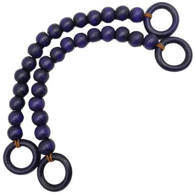 Angel Çanta Aksesuar 20 mm Ahşap Boncuklu 37 cm Mor Renk Çanta Sapı - 2