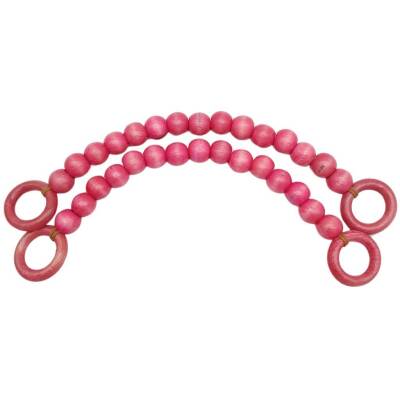 Angel Çanta Aksesuar 20 mm Ahşap Boncuklu 37 cm Pembe Renk Çanta Sapı - 1