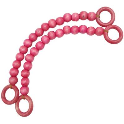 Angel Çanta Aksesuar 20 mm Ahşap Boncuklu 37 cm Pembe Renk Çanta Sapı - 2