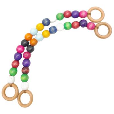 Angel Çanta Aksesuar 20 mm Ahşap Boncuklu 37 cm Renkli Çanta Sapı - 2