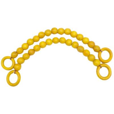 Angel Çanta Aksesuar 20 mm Ahşap Boncuklu 37 cm Sarı Renk Çanta Sapı - 1