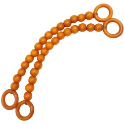 Angel Çanta Aksesuar 20 mm Ahşap Boncuklu 37 cm Turuncu Renk Çanta Sapı - 2