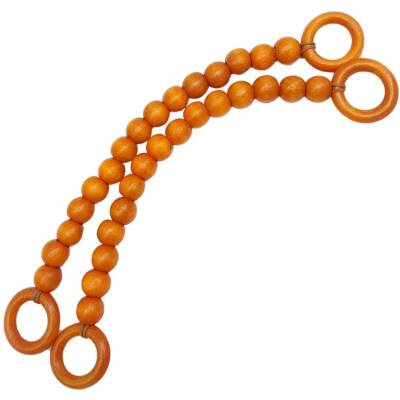 Angel Çanta Aksesuar 20 mm Ahşap Boncuklu 37 cm Turuncu Renk Çanta Sapı - 2