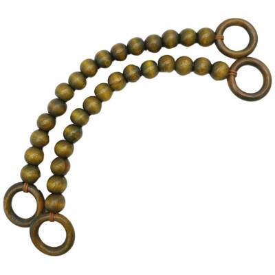 Angel Çanta Aksesuar 20 mm Ahşap Boncuklu 37 cm Zeytin Yeşili Renk Çanta Sapı - 2