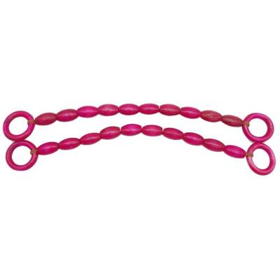 Angel Çanta Aksesuar 20 mm Oval Ahşap Boncuklu 40 cm Fuşya Renk Çanta Sapı - 2