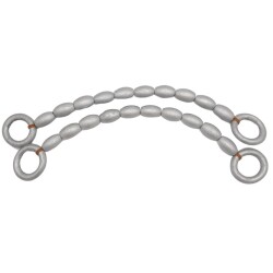 Angel Çanta Aksesuar 20 mm Oval Ahşap Boncuklu 40 cm Gümüş Renk Çanta Sapı - 2