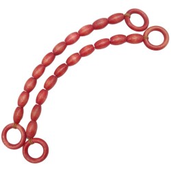 Angel Çanta Aksesuar 20 mm Oval Ahşap Boncuklu 40 cm Kırmızı Renk Çanta Sapı - Angel Çanta Aksesuar