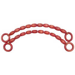 Angel Çanta Aksesuar 20 mm Oval Ahşap Boncuklu 40 cm Kırmızı Renk Çanta Sapı - 2