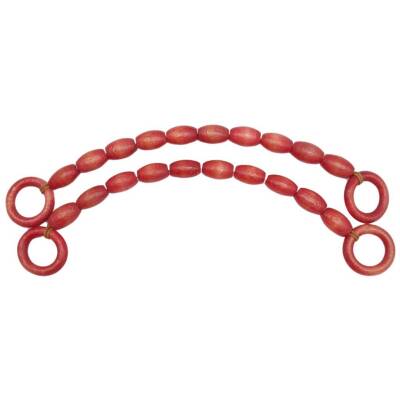 Angel Çanta Aksesuar 20 mm Oval Ahşap Boncuklu 40 cm Kırmızı Renk Çanta Sapı - 2