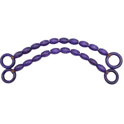 Angel Çanta Aksesuar 20 mm Oval Ahşap Boncuklu 40 cm Mor Renk Çanta Sapı - 2