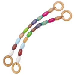 Angel Çanta Aksesuar 20 mm Oval Ahşap Boncuklu 40 cm Renkli No:2 Çanta Sapı - Angel Çanta Aksesuar