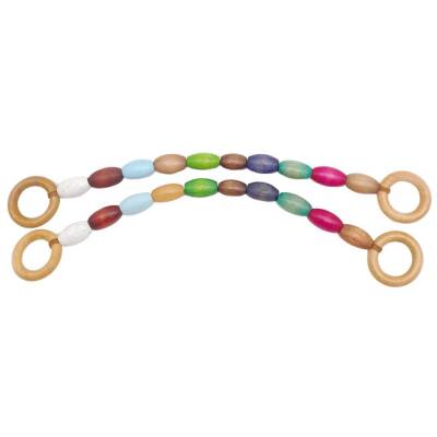 Angel Çanta Aksesuar 20 mm Oval Ahşap Boncuklu 40 cm Renkli No:2 Çanta Sapı - 2