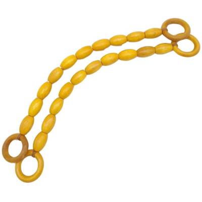 Angel Çanta Aksesuar 20 mm Oval Ahşap Boncuklu 40 cm Sarı Renk Çanta Sapı - 1