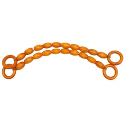 Angel Çanta Aksesuar 20 mm Oval Ahşap Boncuklu 40 cm Turuncu Renk Çanta Sapı - 2