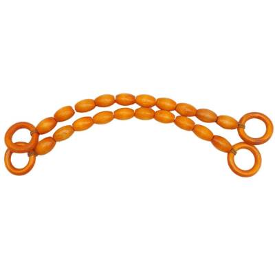 Angel Çanta Aksesuar 20 mm Oval Ahşap Boncuklu 40 cm Turuncu Renk Çanta Sapı - 2