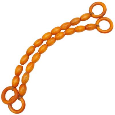 Angel Çanta Aksesuar 20 mm Oval Ahşap Boncuklu 40 cm Turuncu Renk Çanta Sapı - 1