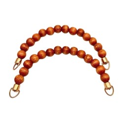 Angel Çanta Aksesuar 21 Cm Taba Renk Ahşap Boncuklu Çift Çanta Sapı (Light Gold Metalli) - Angel Çanta Aksesuar