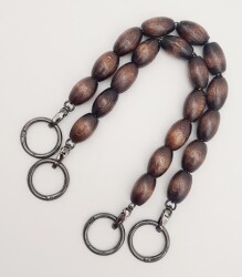 Angel Çanta Aksesuar 37 cm Ahşap Koyu Renk Boncuklu Çanta Sapı Füme Metalli - 3