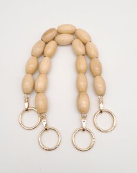 Angel Çanta Aksesuar Ahşap 38 cm Oval Boncuklu Çift Sap - Angel Çanta Aksesuar