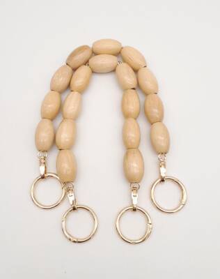 Angel Çanta Aksesuar Ahşap 38 cm Oval Boncuklu Çift Sap - 1