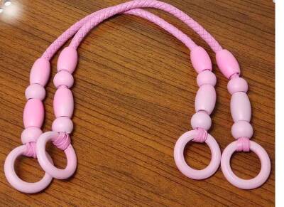 Angel Çanta Aksesuar Pembe Renk Derili Boncuklu Sap - 1