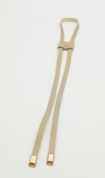 Angel Çanta Aksesuar Bej Tek Kat Suni Deri Büzgü Light Gold Metalli - Angel Çanta Aksesuar