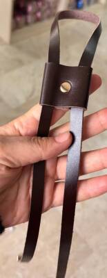 Angel Çanta Aksesuar Gerçek Deri Büzgü Koyu Kahve Renk Light Gold Metalli - 2