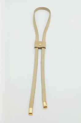 Angel Çanta Aksesuar Ham (Doğal) Gerçek Deri Büzgü Light Gold Metalli - 1