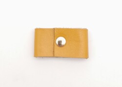 Angel Çanta Aksesuar Hardal Renk Gerçek Deri Büzgülük Light Gold Metalli - 3