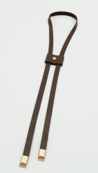 Angel Çanta Aksesuar Kahverengi Tek Kat Suni Deri Büzgü Light Gold Metalli - Angel Çanta Aksesuar