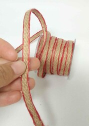 Angel Çanta Aksesuar Kenarları Kırmızı Hasır Renk Kordon, Büzgü İpi Metrelik - Angel Çanta Aksesuar