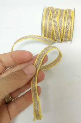 Angel Çanta Aksesuar Kenarları Sarı Hasır Renk Kordon, Büzgü İpi Metrelik - 1