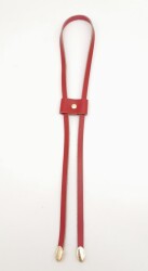 Angel Çanta Aksesuar Kırmızı Gerçek Deri Büzgü Light Gold Metalli - Angel Çanta Aksesuar