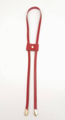 Angel Çanta Aksesuar Kırmızı Gerçek Deri Büzgü Light Gold Metalli - 1