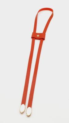 Angel Çanta Aksesuar Kırmızı Tek Kat Suni Deri Büzgü Light Gold Metalli - 1