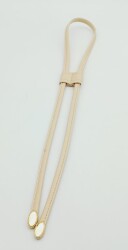 Angel Çanta Aksesuar Krem Suni Deri Dikişli Büzgü Light Gold Metalli - Angel Çanta Aksesuar