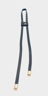 Angel Çanta Aksesuar Lacivert Tek Kat Suni Deri Büzgü Light Gold Metalli - 1