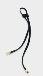 Angel Çanta Aksesuar Siyah Suni Deri Dikişli Büzgü Light Gold Metalli - Angel Çanta Aksesuar