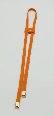 Angel Çanta Aksesuar Turuncu Tek Kat Suni Deri Büzgü Light Gold Metalli - 1