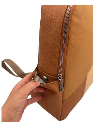 Angel Çanta Aksesuar Gerçek Deri Sırt Çantası Unisex Taba Renk - 6