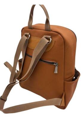 Angel Çanta Aksesuar Gerçek Deri Sırt Çantası Unisex Taba Renk - 5