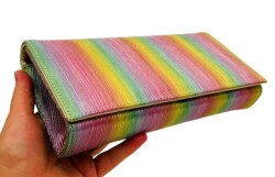 Angel Çanta Aksesuar Gökkuşağı Renk Abiye Çanta Zincirli - 2