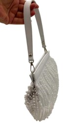 Angel Çanta Aksesuar İncili Beyaz Renk Gelin Çantası Abiye Çanta - 3