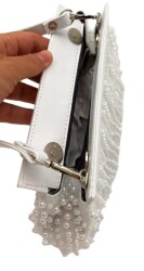 Angel Çanta Aksesuar İncili Beyaz Renk Gelin Çantası Abiye Çanta - 5