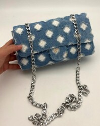 Angel Çanta Aksesuar Kot Kumaş Çanta, Denim Çanta Zincirli - Angel Çanta Aksesuar