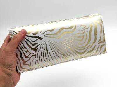 Angel Çanta Aksesuar Gold Zebra Desenli Abiye Çanta Zincirli - 3