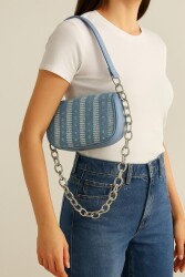 Angel Çanta Aksesuar Pullu Kot Kumaş, Denim Çanta (100 cm Zincir İle Gönderilecektir) - Angel Çanta Aksesuar